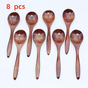 TEMU 수제 원목 숟가락, 가정용 국자, 죽 숟가락, 저어주는 숟가락, 커피 숟가락, 꿀 숟가락, 디저트 숟가락, 양념 숟가락, 다용도 소형 숟가락, 가족 모임, 캠핑, 호텔 및 레스토랑용 식기
