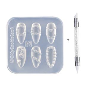 TEMU 2개 실리콘 네일 몰드, 3D 케이크 크림 네일 아트 몰드 조각 펜 포함, 크리미 보우 하트 참 클리어 모델링 템플릿 몰드, 레진 에폭시 전문가용 용품