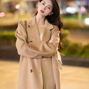 TEMU 가을 겨울 문학적 여성용 루즈핏 슬림 조커 롱 코트