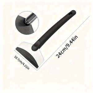 TEMU A형 끝단 눈삽, 겨울용 야외 스테인리스 스틸 본체 금속 얼음 긁개. 두껍고 강화된 헤비듀티 디자인으로 차량 도장을 손상시키지 않고 두꺼운 눈층을 쉽게 제거; 컴팩트 확장형으로 차량 공간 절약