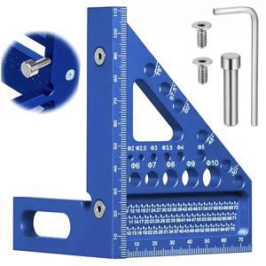 TEMU 3개 다중 각도 측정자 세트 - 정밀 목공용 3D 각도기 22.5-90도 미터 삼각자 - 알루미늄 드래프팅 라인 자, 엔지니어, 목수, 공예가용, 레드
