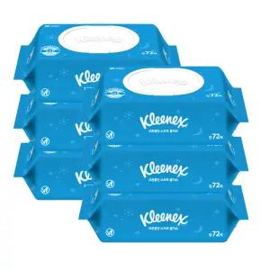 크리넥스 수앤수 코튼클린 물티슈 캡형 72매x6개입