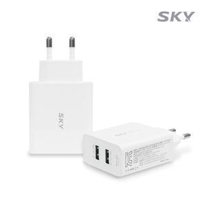 스카이 필 36W QC3.0 USB 2포트 듀얼 고속 충전기 Q2 2대 동시 고속충전 아이폰 갤럭시 어댑터