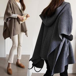 하늘바라기_여성용 빅젬마 후드 망토 니트