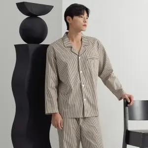 메이플라워 카키ST 긴팔 순면 남성 빅사이즈 잠옷 세트