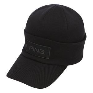 핑 남성 로고 와펜 니트 볼캡 111B4CP606, 블랙, 1개