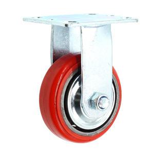 고중량 철코어 적색 바퀴 캐스터 10.16cm 고정형