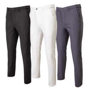 남자 겨울 골프 바지 기모 스판 허리밴드 일자 캐쥬얼 방한 팬츠 흰색