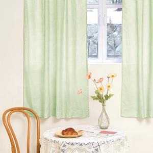 [라이크홈]크리미 에어워싱 모모체크 가리개커튼 작은창 1P 그린