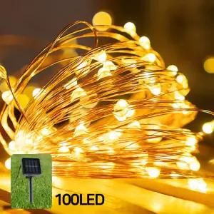태양광 와이어 장식조명 (100LED 웜화이트)/점등모드변경/다양한 이벤트 연출 장식등 크리스마스 트리 차박 캠핑 발코니 카페 테라스 옥탑 루프탑 담장 울타리 스트링 줄조명
