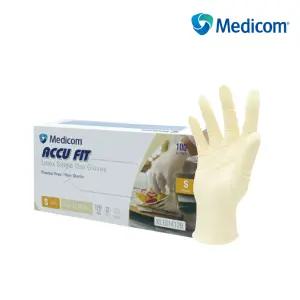 메디컴 아큐핏 라텍스장갑 [아이보리] 100매입 식품용 고무 위생장갑 글러브 비츄인