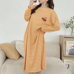 여자 스트라이프 빅사이즈 파자마 롱원피스