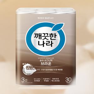 깨끗한나라 순수시그니처 화장지 브라운 30m 30롤 4팩
