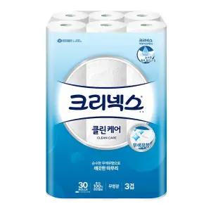 유한킴벌리 크리넥스 클린케어 25m 30롤 x 2팩 대용량 청결 선물 탕비실 병원 어린이집 25m