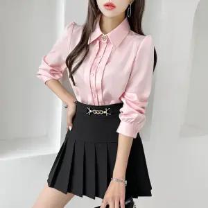 금찌 주름 큐빅 블라우스 ST6424B