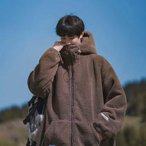 하이넥 양털 후드 오버핏 대학생 집업 자켓 뽀글이