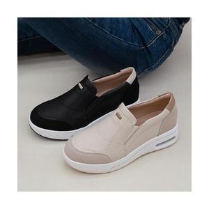 (천연소가죽) 라텍스쿠션 에어굽 슬립온 밴딩 단화 4cm