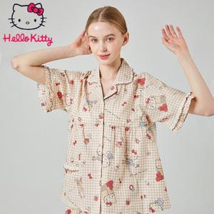 [헬로키티]산리오 정품 헬로키티 프리미엄 부드러운 면 반소매 상하세트 HK-4509