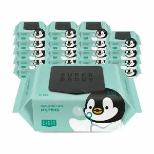 [무료배송]슈퍼대디 미스터펭 민트 아기물티슈 캡형 70매 20입 (70gsm)