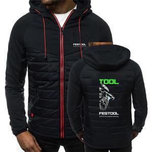 2025 패치 워크 후드 자켓 봄과 가을 간단한 슬림 코트 남성 Festool 도구 그래픽인쇄 패션 지퍼 후드