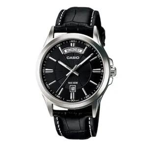 CASIO 카시오 MTP-1381L-1A 남성 블랙 가죽 손목시계