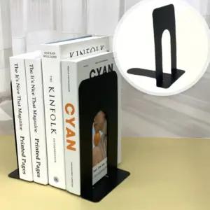 2개 블랙 T형 간이 책 정리 고정 칸막이 북엔드 도서거치대 책정리대 책거치대 책상위선반책꽂이