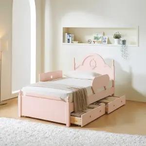 [키즈돔] 소피아 싱글 (핑크) 어린이 초등 학생 주니어 공주 침대 (매트포함)