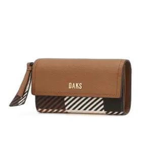 닥스 액세서리 여성 24FW [스테디셀러] 브라운 체크배색 가죽 반지갑 WCWA4F291W2