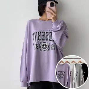 프리긴팔 BOX 맨투맨 여성 오버핏 티셔츠 (4컬러) 박시핏 빅사이즈