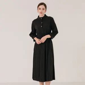 [막스까르띠지오]밑단 플리츠 롱원피스