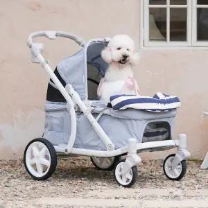 [폼포라펫] 스트라이프 범퍼 가드 클래식 디럭스 펫웨건 애견 강아지 유모차 개모차 쿠션