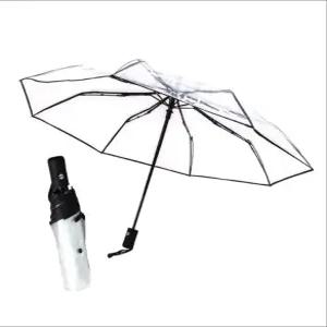 접이식 투명 3단 자동우산 비닐 우산 장마 휴대용 원터치 버튼 PVC 답례품 판촉물