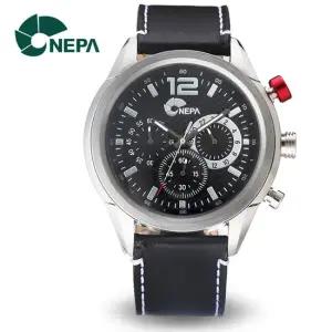 [네파] NEPA 크로노그래프 남성 야광 가죽시계 N5010F-BLACK