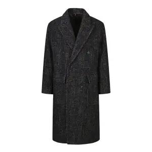 [롯데백화점]지이크 F/W 프리미엄 블랙 패턴 해링본 더블 피크드라펠 롱코트 HH7005L