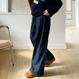 [핑크시슬리] 보일러 밍크 절개라인 와이드 밴딩 데님