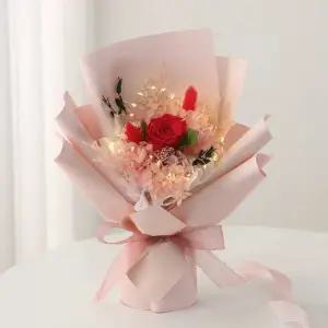생화 프리저브드 장미 LED 꽃다발 + 케이스 졸업식 연주회 발표회 학예회 부모님 여친 생일 축하 꽃선물