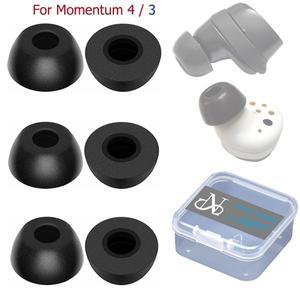 젠하이저 호환 모멘텀 트루 무선 4 메모리폼 이어팁 3쌍 블랙 소프트 커버 탈락 방지 이어패드