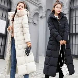 여성 슬림라인 후드 퍼 롱패딩 겨울 점퍼 아우터 3컬러