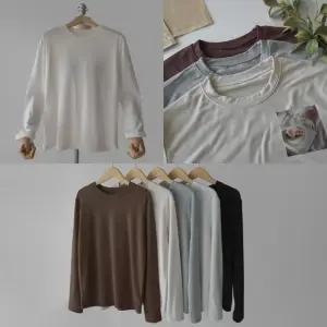 러브 속기모 라운드 유넥 브이 히트텍 이너 얇은기모티 여성데일리겨울긴팔티 (5color)