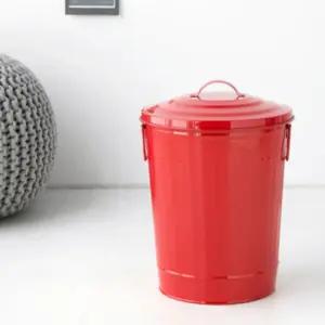 마켓비 휴지통 쓰레기통 스텐 철제 가정용 레드 12L BNS