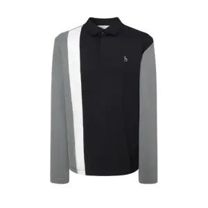 [롯데백화점]헤지스골프 (클리어런스) 리니어 블럭 긴팔 폴로티셔츠(BLACK) (HPTS4C922BK)