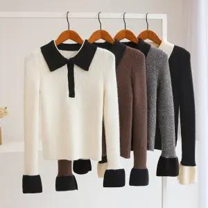 [잇수다] 추트라 비스코스 배색 레이어드 카라 니트