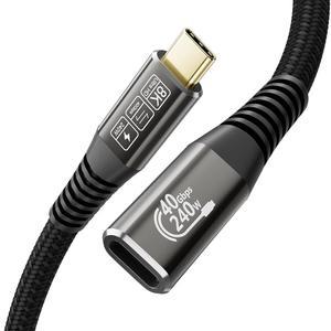 HOTUTUKI USB 4 타입 C 수-암 연장 케이블 울트라 HD 8K@60Hz 240W 충전 40Gbps 데이터 전송 외장 SSD eGPU USB4 4.6m(1.65피트), 썬더볼트 3 및 4와 호환