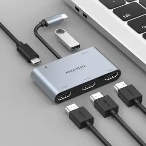 아모란나 5in1 C타입 트리플 듀얼 모니터 HDMI 멀티 USB 허브 분배기 4K 60hz 3대출력 MST