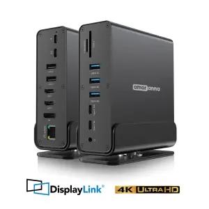 아모란나 맥용 C타입 15in1 멀티 허브 디스플레이링크 USB4 도킹스테이션 트리플 듀얼 4K 60hz 모니터