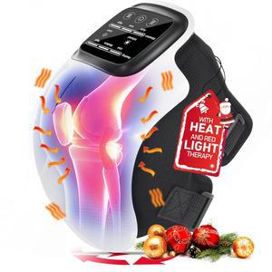 포켓톡스 무릎 마사지기, 대형 LED 스크린, 조절 가능한 온도, 열과 진동이 있는 무선 무릎 마사지기, 무릎 불편함을 위한 휴대용 마사지기, 긴 무릎 스트랩 48CM
