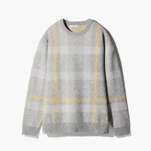 [하프클럽/에스티코]WARM_체크 라운드니트 그레이 DKTVC07CCG