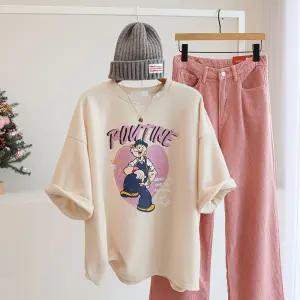 [잇수다] 엉클레 피치 기모 레터링 프린팅 오버핏 반팔 티셔츠