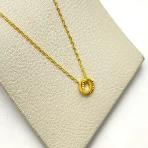 24K 순금 1돈 투 링 일체형 여성 목걸이(18K 연결고리 장식)