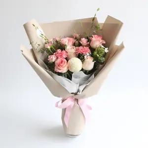 파스텔핑크 생화꽃다발 졸업식 꽃다발